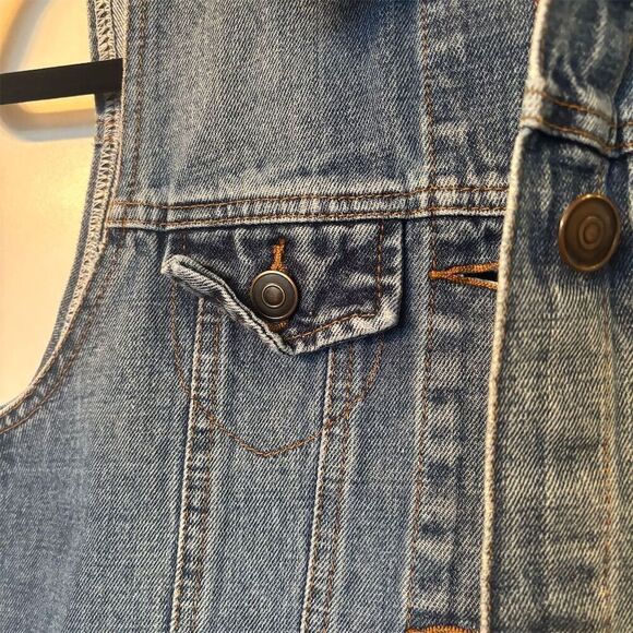 Women's Denim Vest Jacket Small Blue Button-Up Casual - Picture 4 of 9